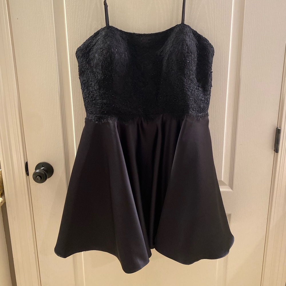 Black Satin & Lace Semi Dress (NEW)
